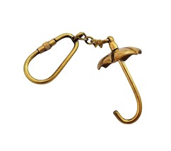 Umbrella Brass Keychain Nautical Pirate Brass Mini Maritime Key Chain Ri... - £4.69 GBP