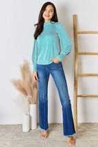 Zenana Light Teal Ribbed Mock Neck Long Sleeve Top - $19.00