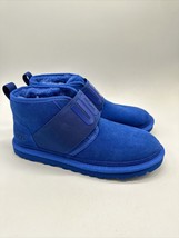 UGG Neumel II Graphic Spell Out Blue Suede Ankle Boots 1119392 Mens Size 9 - $104.95