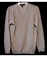 Pronto Uomo Mens Pullover V-Neck Sweater 100% Extra Fine Merino Wool Gra... - $13.51 CAD