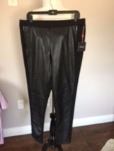 NWT RAFAELLA Comfort  Women&#39;s Black Cigarette Leg Vegan Leather Pants SZ... - $38.61