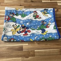Vintage Disney Mickey’s Friends Mickey Mouse Snowball Fight Throw Blanke... - $28.49
