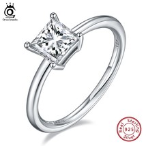 Solid 925 Sterling Silver 1ct 5.5mm D-E Color Princess Cut Moissanite Solitare R - £60.72 GBP