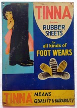 Vintage Advertising Tin Sign Tinna Rubber Sheets All kinds Footwear India - $49.99