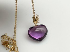 Amethyst  Crystal Heart-shaped pendant Sterling Silver Reiki Healing D080109 - £37.01 GBP