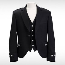 Argyll Jacket Doublet Cuffs Black With 5 Button Waist Coat Regular Size - $2,236.79 MXN