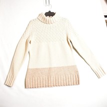 Woolrich Size M Sweater Turtleneck Lambswool Blend Beige Fall Winter Wom... - $47.44