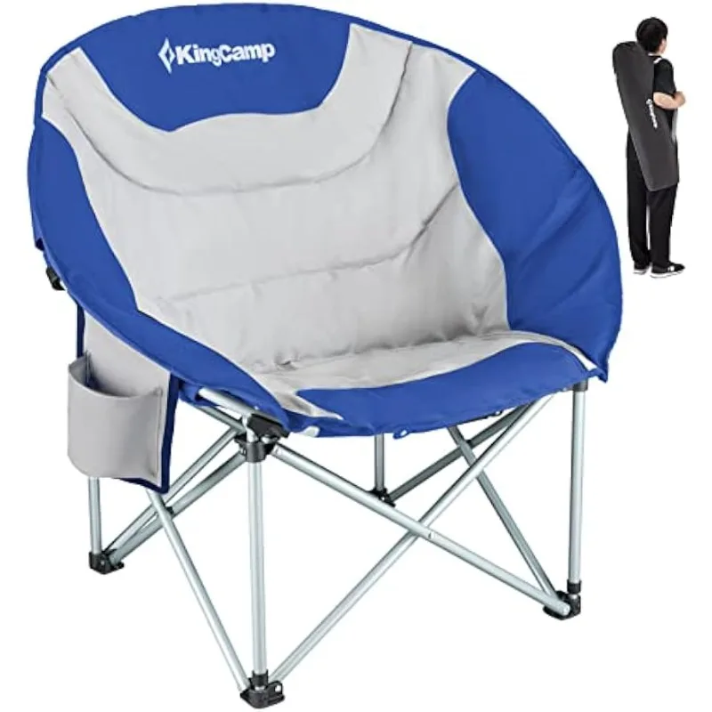 KingCamp Oversize Camping Folding Padded Seat with Cooler Bag and Armrest Cup - £105.31 GBP
