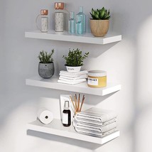 White Wall Mounted Floating Shelves, Wood Wall Hanging Shelves, Wall, 3 Pack. - £31.41 GBP