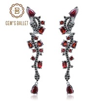 GEM&#39;S BALLET Natural Red Garnet Gemstone Earrings 925 Sterling Sliver Vintage Pu - £58.27 GBP