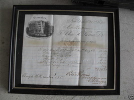 RARE 1874 Clarendon Hotel New York Receipt Framed - £62.30 GBP