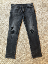 American Eagle Jeans Mens 34x31 Black Airflex 360 Distressed Stretch Faded Holes - £14.06 GBP