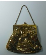 Vintage Whiting &amp; Davis Gold-tone Mesh Kiss-lock Purse W/Chain - £91.89 GBP