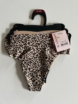 3 Pairs Joyspun Freecut Thongs Panties Leopard Nude Black Size Small 4-6 NEW - £4.70 GBP