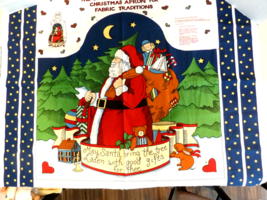 Christmas Santa Claus Canvas Apron Fabric Traditions Panel by Susan Winget 1994 - £9.63 GBP