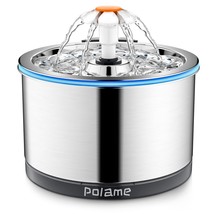 POLAME Cat Water Fountain Stainless Steel, Ultra-Quiet Cat Fountains for... - £46.07 GBP
