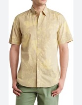 Coastaoro Men&#39;s Yellow/Gray Floral Short Sleeve Button Up 100% Cotton S NWT - £16.88 GBP