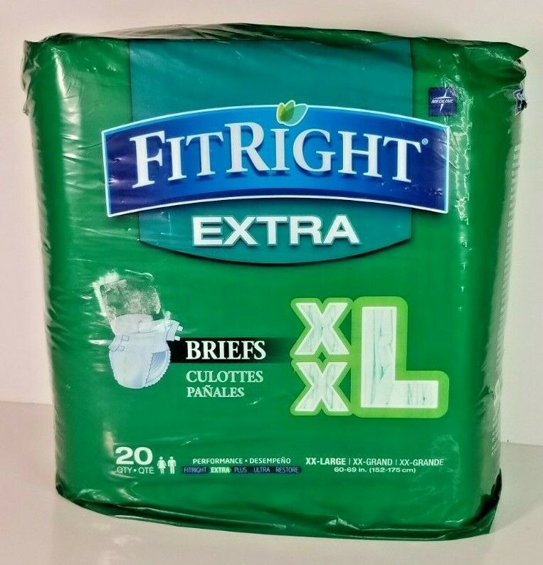 FitRight Extra Adult Briefs with Tabs,  XX-Large, 60-69" (Pack of 20) - $26.72