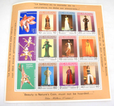 Nicaragua Stamps Gowns by Famous Designers and Flowers Mini Sheet 1973 B... - $4.69
