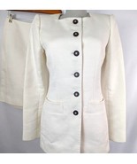 Oscar De La Renta Skirt Suit white waffle weave Womens size S  Vtg - $300.00