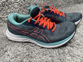 ASICS Gel Excite 7 Women’s Size 7 Running Sneaker Shoe Grey Teal Orange - £26.51 GBP