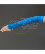 GATHERED SATIN FINGERLESS GLOVES WITH A FLORAL EMBROIDERY LACE, SEQUINS ... - €18,23 EUR+