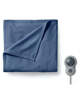 Sunbeam Twin Size Electric Fleece Heated Blanket in Blue w Temperature C... - £68.60 GBP