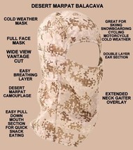 ECWS DESERT MARPAT LIGHTWEIGHT COLD WEATHER BALACLAVA GAITER HOOD FULL F... - $323.49 MXN