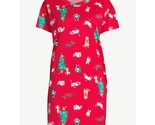 Joyspun Cat &amp; Dog Sleepshirt Nightshirt Nightgown With Pockets Red Size ... - $7.86