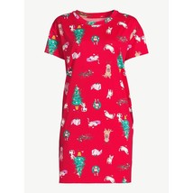 Joyspun Cat &amp; Dog Sleepshirt Nightshirt Nightgown With Pockets Red Size L/XL - £6.29 GBP