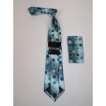 Men's Stacy Adams Necktie and Hankie Set Fancy Design Silky Look SAT12 Teal image 2
