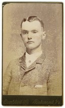 CIRCA 1880&#39;S Hand Tinted CDV Handsome Clean Cut Young Man Campbell Richmond, VA - £7.49 GBP