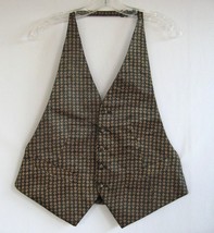 Black Satin Gold Print Men&#39;s Wed.Tuxedo Vest Lined Sz M - £11.40 GBP