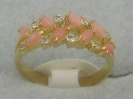 Vintage Gemstone Pink CORAL14K G Pcocktail Ring Sz 6.5-9 - £13.28 GBP