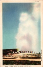 Old Faithful Geyer and People Yellowstone National Park PC94 - £3.91 GBP