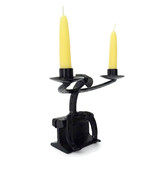 Cowboy Candle Holder Metal Sculpture Made of Real Piece of a Railroad Rail  - £58.84 GBP