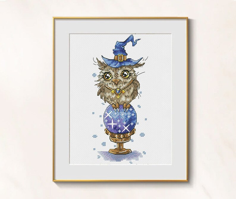 Primary image for Owl cross stitch fortune teller pattern pdf - Funny Owl cross stitch chart 