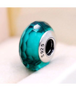 Teal Fascinating Faceted Murano Glass Charm Bead For European Bracelet - $13.70 CAD