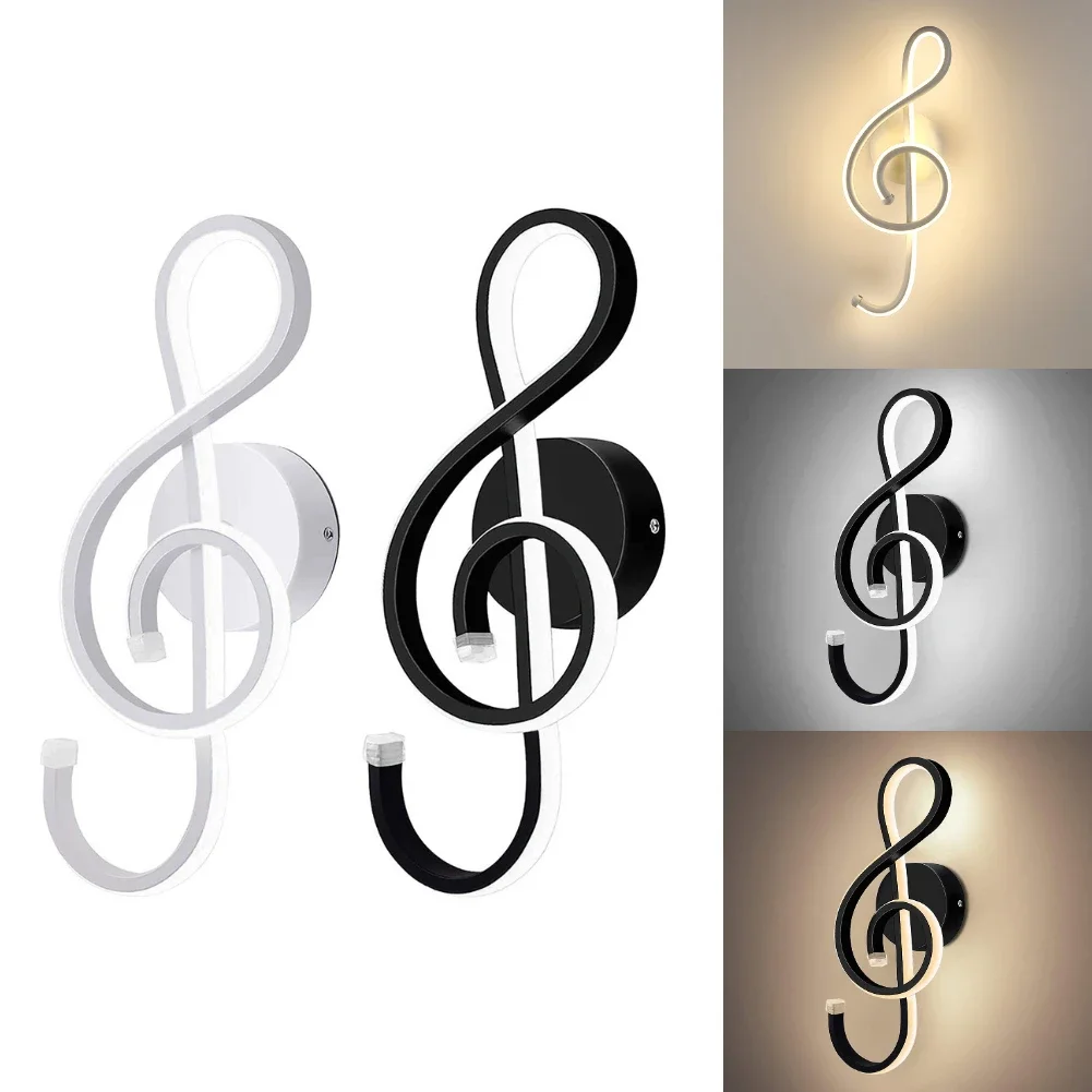 LED Wall Lamps Nordic Style Bedroom   Lights Music Clef Shape Living Room  - £15.80 GBP+