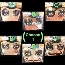 Gothic Punk Tattoo Eye Decals Makeup Face Art Gems-PIRATE Skull STACHE-Choose 1 - £2.07 GBP