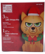 Home Accents Holiday 3.5 ft. Lit Inflatable Unhappy Kitty Christmas Deco... - £34.21 GBP