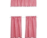 Pioneer Woman ~ Three (3) Piece Curtain Set ~ 30&quot; x 36&quot; ~ Red &amp; White Gi... - £29.89 GBP