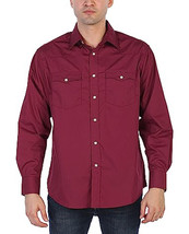 Gioberti Men’s Burgundy Long Sleeve Pearl Snap Button Western Shirt - M - £15.63 GBP