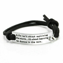 Inspirational Bracelet ~ &quot;Life isn&#39;t about surviving..&quot; Adjustable ~ Black Laces - £11.83 GBP