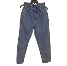 Who What Wear Blue Jeans Paperbag High Waist Cropped Stretchy Mom Sz 4 - $17.82