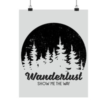 Matte Vertical Poster: Black Wanderlust Logo, Forest Scene, Travel Inspi... - £11.33 GBP+