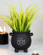 Black Pentagram Cauldron Terracotta Succulent Plant Planter Pot Or Pen Holder - £14.42 GBP