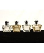 Set of 4 Small Square Salt &amp; Pepper Shakers, Irice, Heavy Glass, Vintage - £11.63 GBP