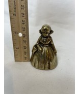 Antique Solid Brass Hand Bell Lady With Cloak And Basket - £21.21 GBP
