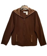 White Stag Womens Activewear Brown Zip Front Hooded Velour Trim Jacket L... - €13,92 EUR